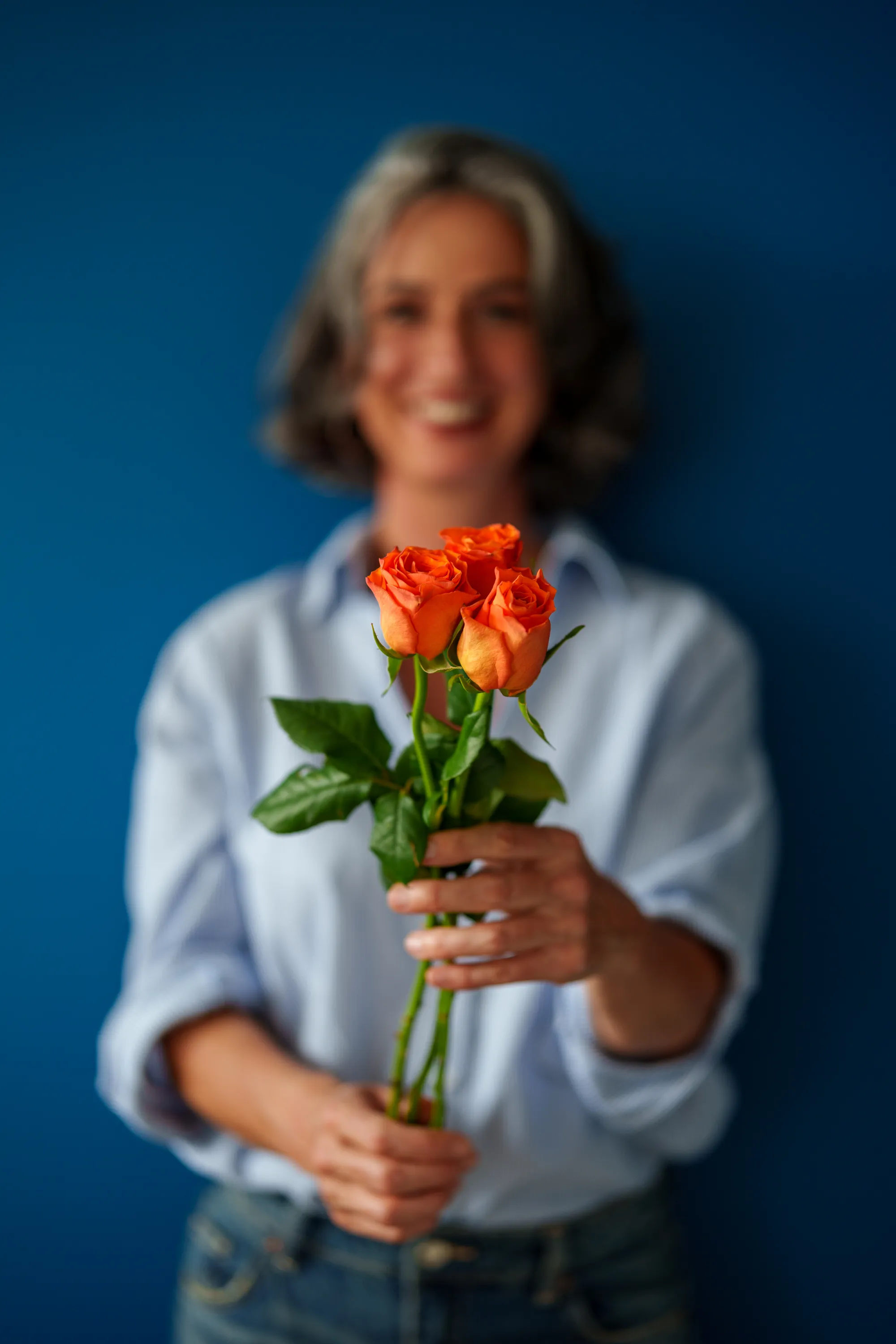 gros plan sur bouquet de rose orange